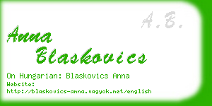 anna blaskovics business card